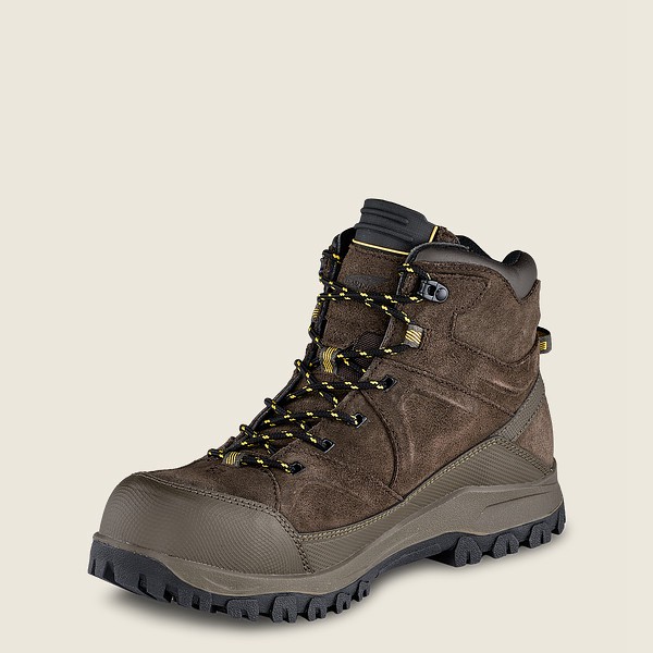 Red Wing Mens Trbo - 5-inch Waterproof Safety Toe - Hiking Boots Dark Brown - 6957ZXLNI